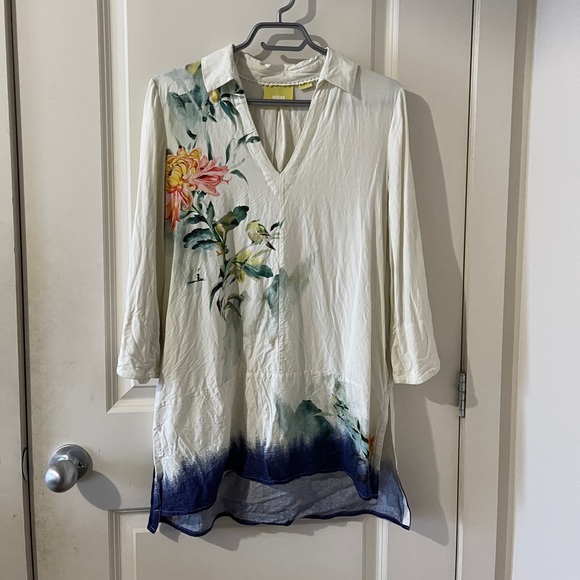 MAEVE Anthropologie Watercolour Floral Print Oversized Tunic Size Small - Picture 3 of 13